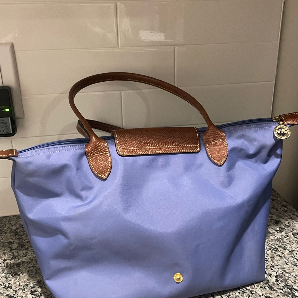 Le Pliage Light Blue Shoulder Tote (Small)